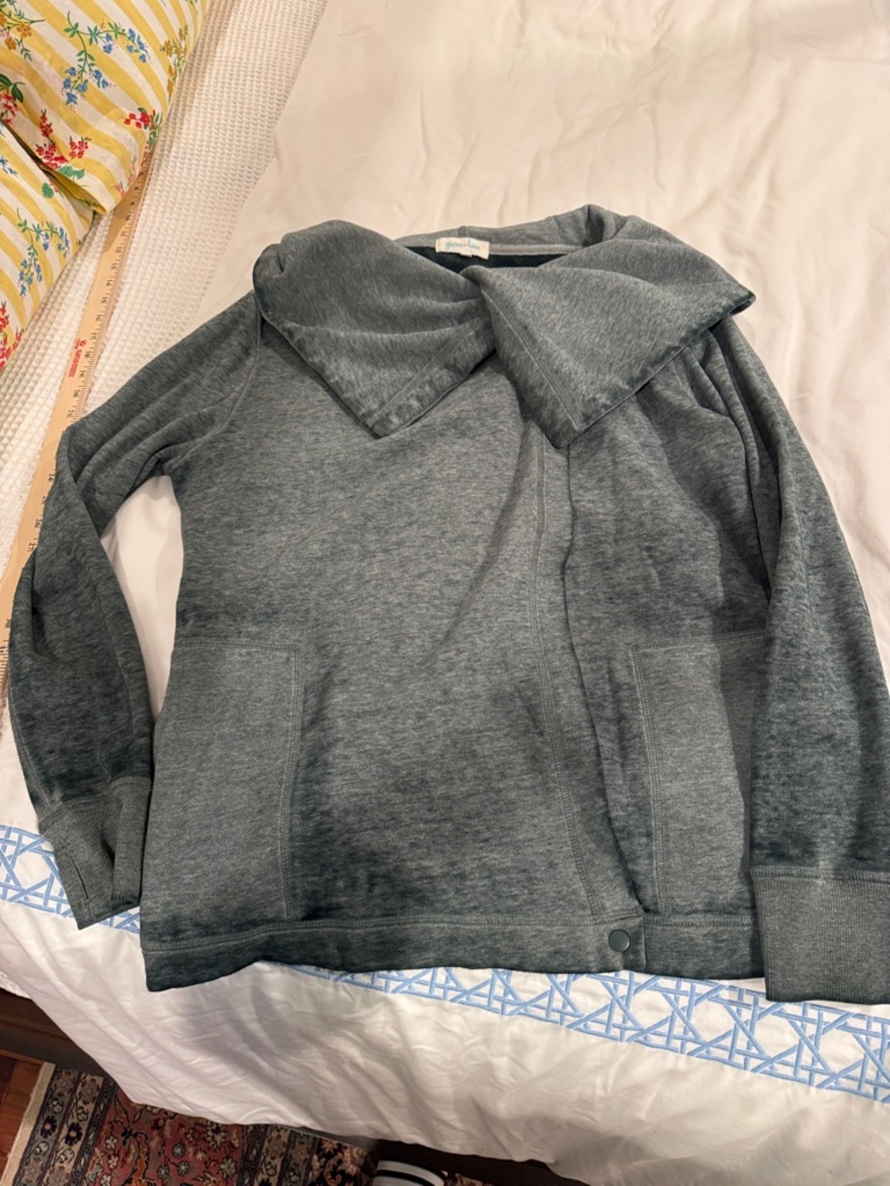 Grace & Lace green Gray Cowl Neck wrap coat